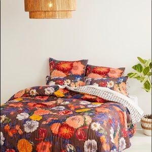 Anthropologie Queen Size Navy Agenta Quilt